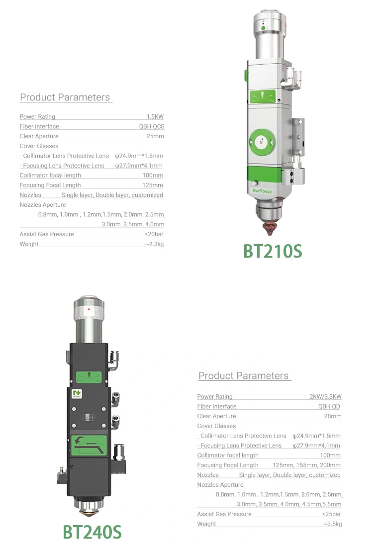 Swiss Raytools Bt240s Bt210s Bt220 Manual Focus Laser Cutting Head 1.5kw/3kw for Fiber Laser Cutting Machine